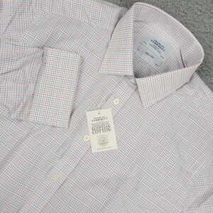 Charles Tyrwhitt Mens Shirt 17/37 Slim Fit Egyptian Cotton Checkered French Cuff